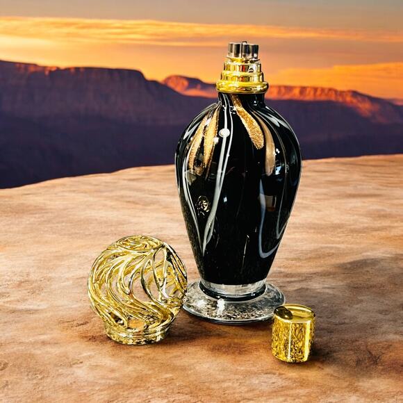 Art Glass Oil Diffuser-La Tee Da-Black Marble Urn-Fragrance Effusion Lamp Bottle - Picture 6 of 7